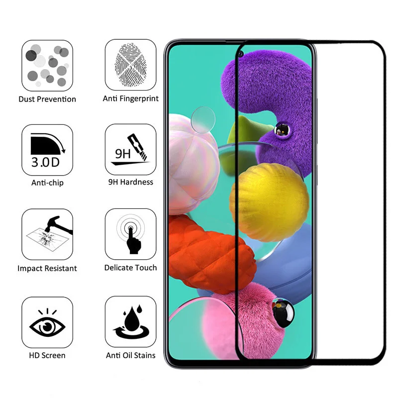 3D Full Cover tempered glass for samsung A51 A71 A50 A30 a 51 a31 a21s screen protective galaxy | Мобильные телефоны и