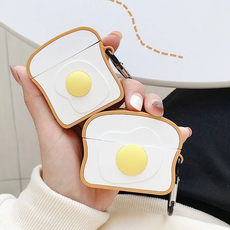 Для AirPods Pro Чехол Милый Забавный тост булочка цветок чехол для наушников для Apple Airpods 1 2 Мягкий защитный чехол с карабином Etui