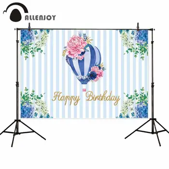 

Allenjoy Boy Activity Photo Zone White Blue Stripe Flowers Leaves Glitter Happy Birthday Backdrop Baby Shower Party Banner Cloth