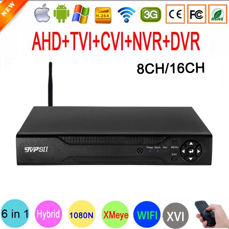1080P Security Camera Hi3521D 16 Channel 16CH 1080N H.265+ 8CH 6 in 1 Hybrid Coaxial XVI NVR CVI TVi