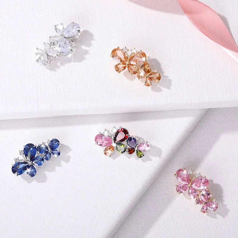 

5 Colors Rhinestone Butterfly Brooches For Women Girl Insect Pin Badge Dress Collar Lapel Pins and Brooches Jewelry Gifts