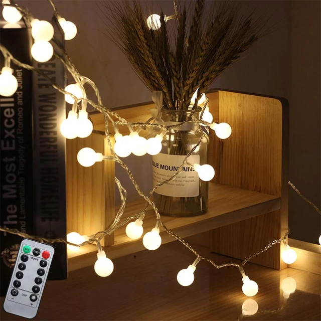 Battery Operated Fairy Lights With Remote 8 Different Modes Timer Setting.  Runs on AA Batteries. Can Be Used Outdoors weatherproof. 