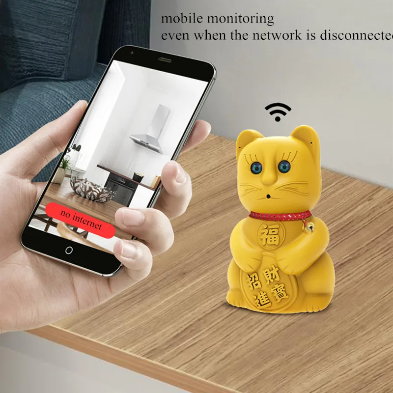 IP P2P Видеокамера двухсторонняя аудио мини-камера Lucky Cat wifi маленькая видеокамера с ночным видением и детектором движения новое поступление