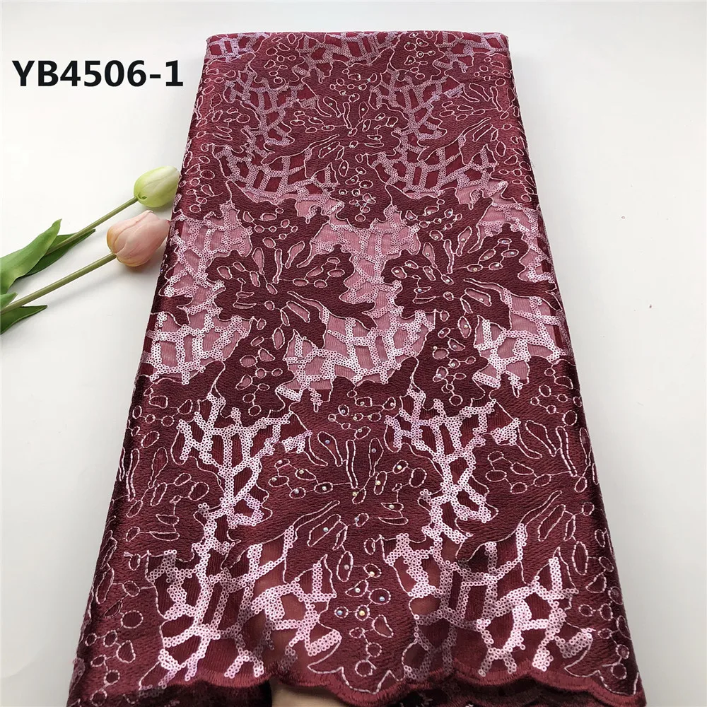 YB4506 фиолетовый цвет кружевная ткань из двойной органзы заводская цена праздничное платье ткань