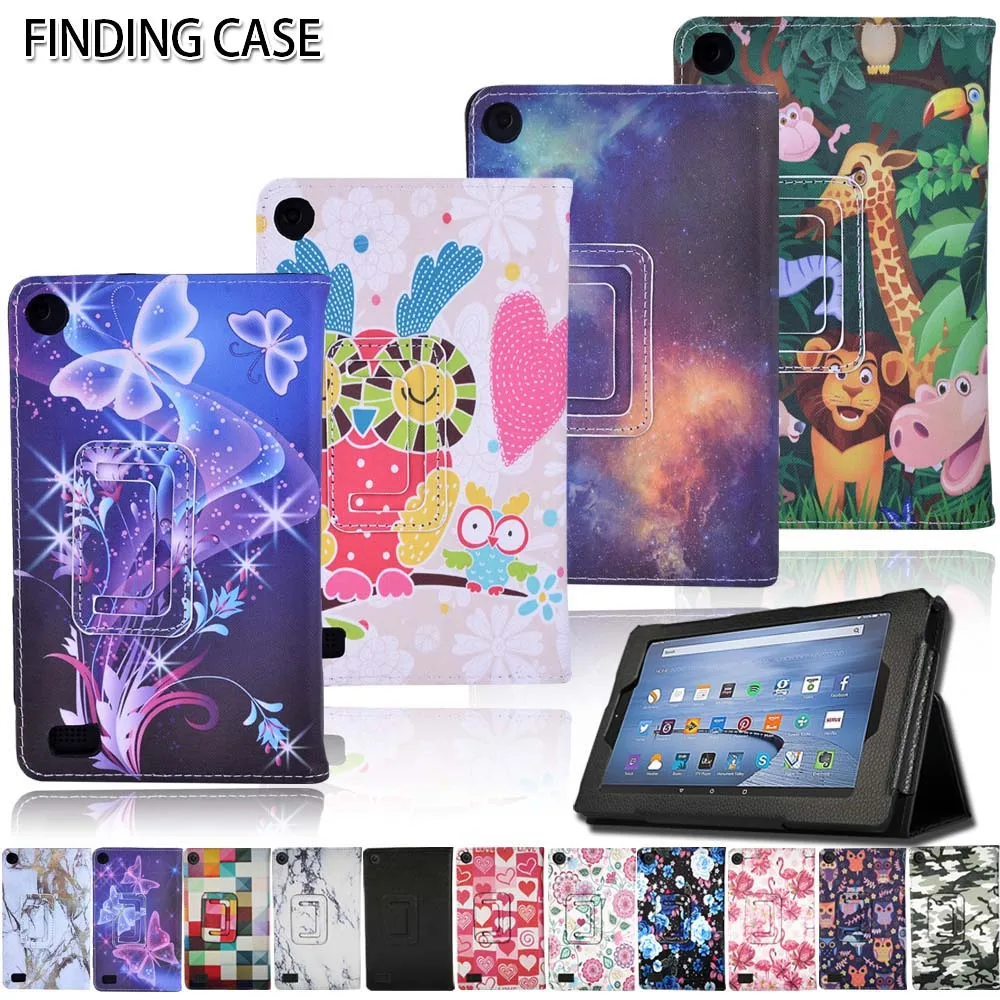 

Shockproof Tablet Case PU Leather Stand Suitable for Amazon Fire 7 (5th/7th/9th) Tablet Adjustable Folding Stand Cover Case