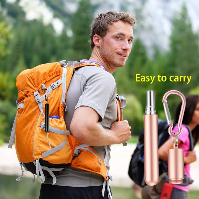 Stainless steel telescopic drinking straws, suitable for travelling, reusable, collapsible metal straws, straws can be hung