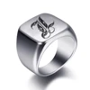 Bagues personnalisées à graver initiale pour hommes, chevalière masculine en acier inoxydable, bijoux vierges, bande, ton argent poli, taille américaine