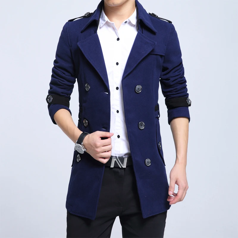 

Autumn Winter Coat Men Plus Size Woolen Men's Jacket Korean Black Mens Coats Overcoats Man 5xl Casaco Masculino KJ247