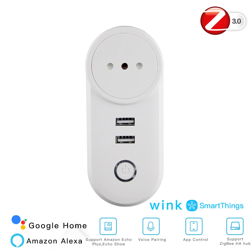 Умная розетка с 2 USB интерфейсом ZigBee 3,0 Дистанционное Голосовое управление работает со смартфонами Wink Echo Plus и большинством Zigbee Hub - Цвет: IT Smart Socket