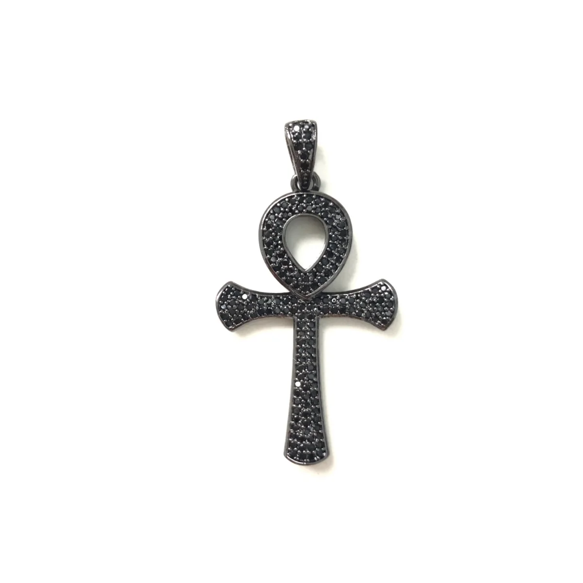 5pcs ANKH Cross Pendant Bling Charm for Women Bracelet Necklace Making CZ Pave Religious Handcrafted Jewelry Accessory Wholesale