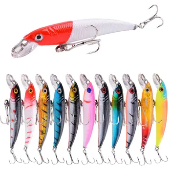 

12PCS 8cm 5g Fishing Lure Quality Minnow Lure 3D Eyes Plastic Hard Bait Pesca Artificial Jig Wobblers Crankbait Fishing Bait