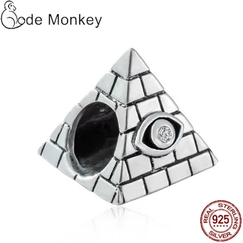 

PANDACH 2020 New Pyramid With Clear Zircon Eye Charm Beads Fit Original Bracelet 100% Real 925 Sterling Silver Beads CMS095