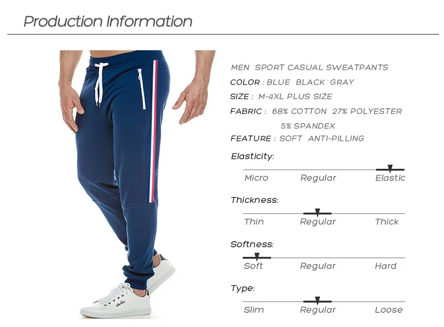 Ucarzy Men Autumn Casual Cotton Fitness Joggers Pants Tracksuit Bottoms Trousers Men Skinny Sweatpants Jogger Track Pants Men