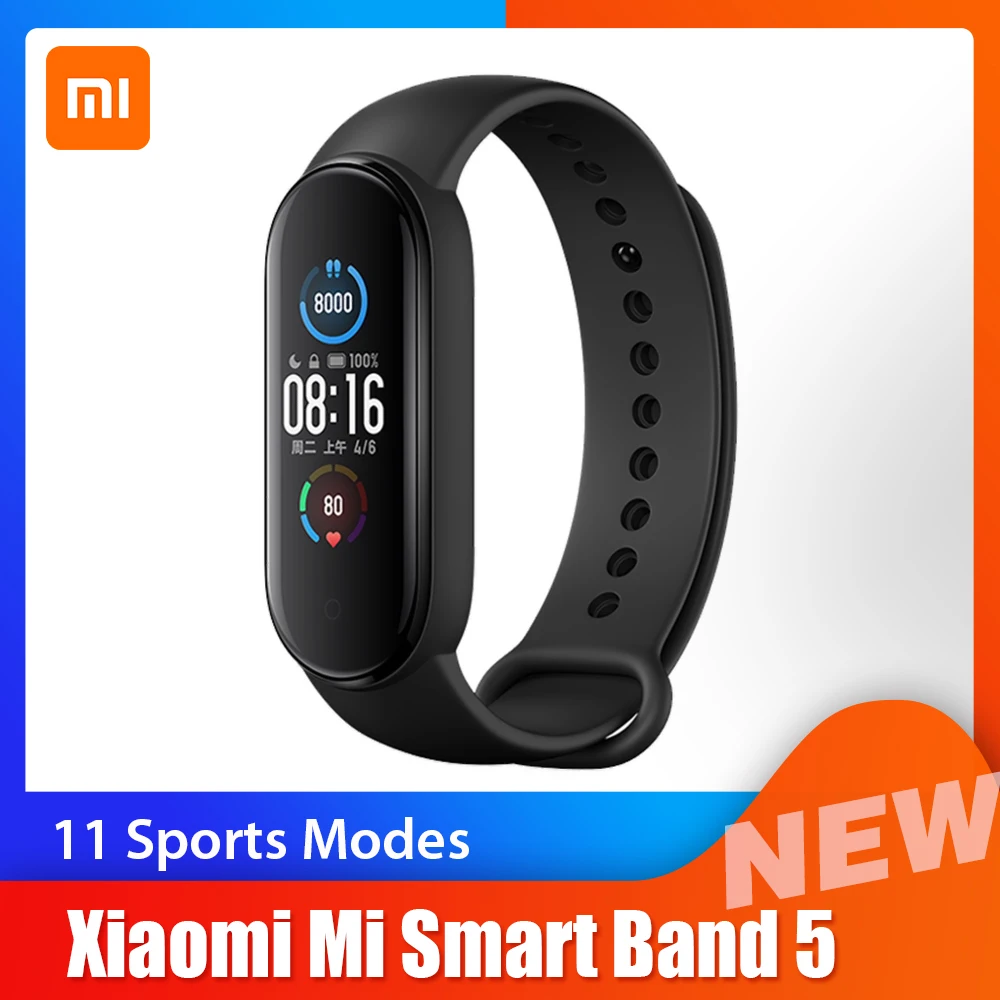 Новый смарт браслет Xiaomi Band 5 4 цвета AMOLED экран Mi band Смарт часы фитнес трекер Bluetooth 0