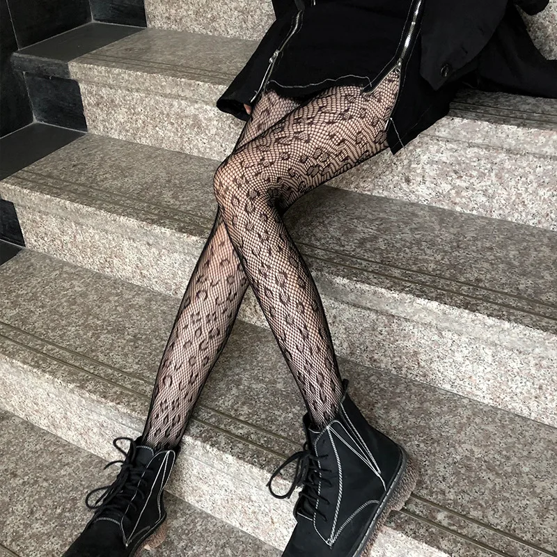 Women Sexy Black Leopard Fishnet Tights Hollow Out Pantyhose Gothic  Transparent Net Holes Pattern Mesh Pantyhose Stockings - Tights - AliExpress