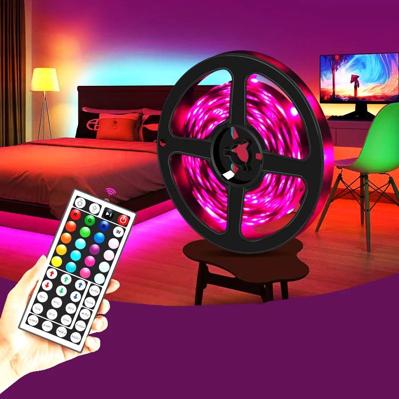 

RGB LED Strip Light 5050 Flexible Ribbon LED Light Strip DC12V 5M 10M Remote Full Kit For Living Room / Bed Room / Kitchen