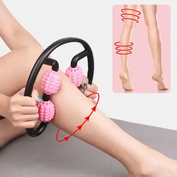 

4 Wheel U Shape Trigger Point Massage Roller Foam Shaft Yoga Fitness Muscle Relaxer Massage Roller Legs Hands Thinning Tool