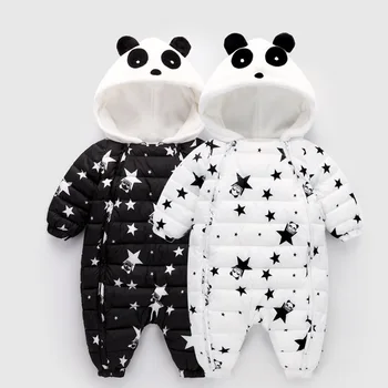 

Cartoon Panda Outwear Clothing for Newborns Baby Duck Down Filling Romper Thicken Warm Coat With Glove Foot Strap Infant Clothes