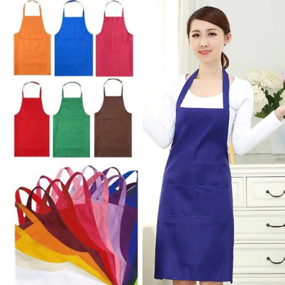 

Newest Plain Apron Front Pocket Chefs Butchers Baking Bib Home Kitchen Cooking Craft 8 Colors Kitchen Apron Women