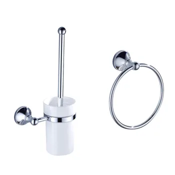 

Chrome Towel Ring Bathroom Accessories Toilet Brush Holder with Papet Holder Solid Brass Towel Roll Paper Holder Wall Towel Bar