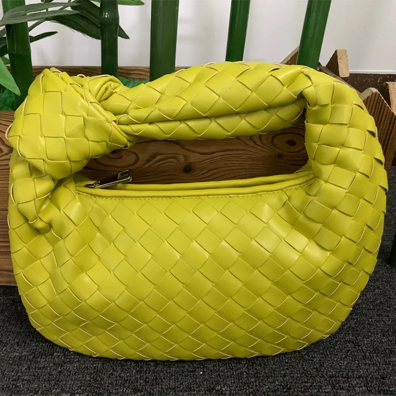 2022 Fashion Handmade Woven Bag Luxury Woven Leather Printed Shoulder Bag Lady Crossbody Hobo PU Knotted Handle Casual Handbag 