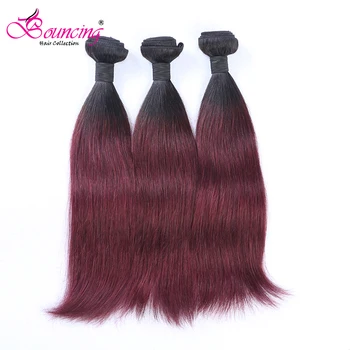 

Bouncing Ombre Human Hair Bundles 1B/99J Per-colored Brazilian Straight Hair 1/3/4 Bundles 100% Remy Hair Weave Hair Extensions