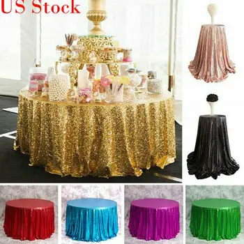 

Round Sequin Tablecloths Table Cloth Cover Wedding Event Party Tableware