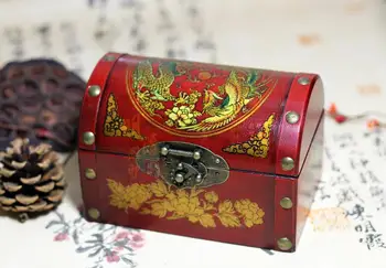 Exquisita caja de madera coleccionable clásica china con hermosos diseños de dragón Fénix