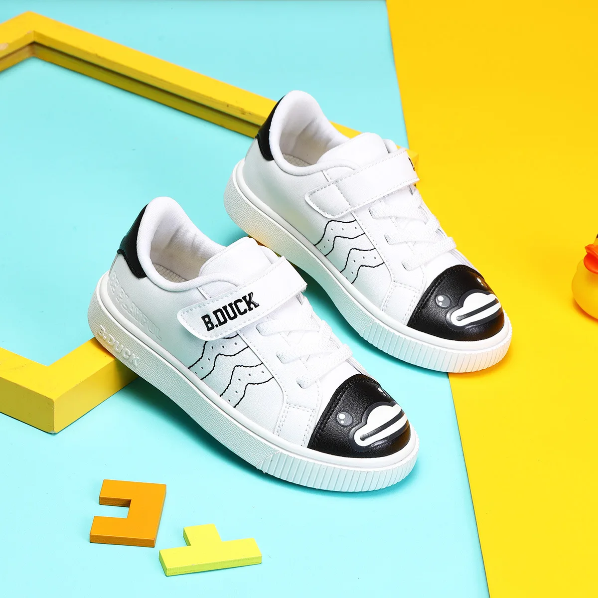 

B. Duck Small Yellow Duck CHILDREN'S Shoes Spring And Autumn Children Cute Duck Head Printed Children White Shoes Men And Women