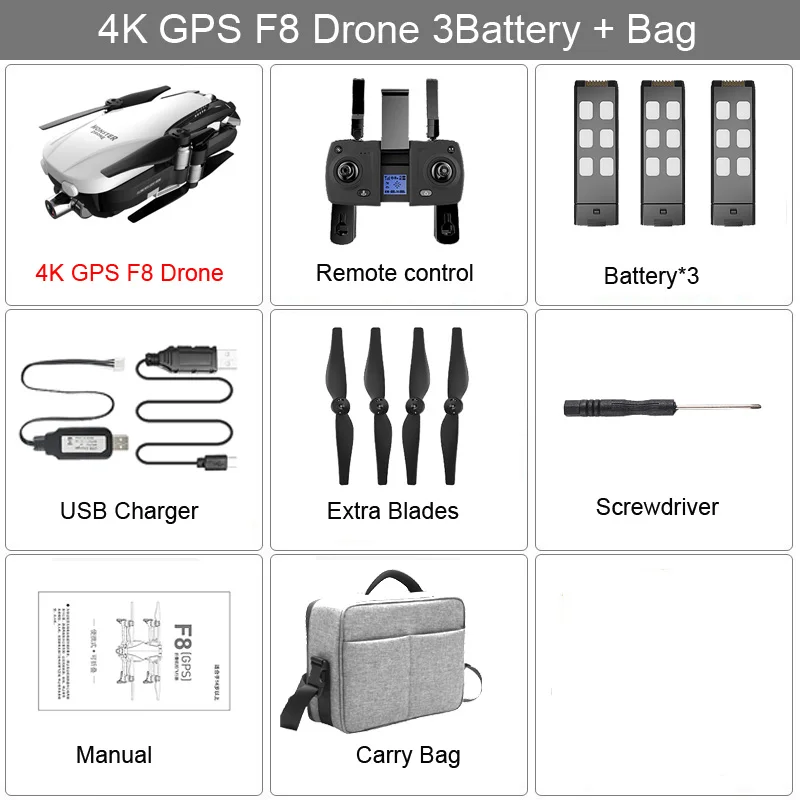 F8 GPS Drone with 2K 1080P Camera Two-Axis Anti-Shake Self-Stabilizing Gimbal WiFi FPV Brushless Quadrocopter VS Zen K1 SG906 - Color: F8 4K 3B CB