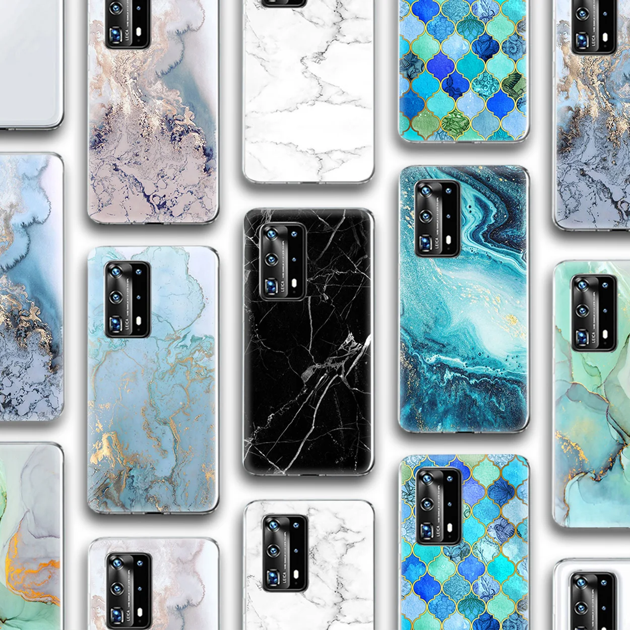 Чехол для Huawei P30 P40 P20 Mate 30 20 Honor 10 Nova 5T 5 5i Pro Lite P Smart Plus 2019 силиконовый с мраморным