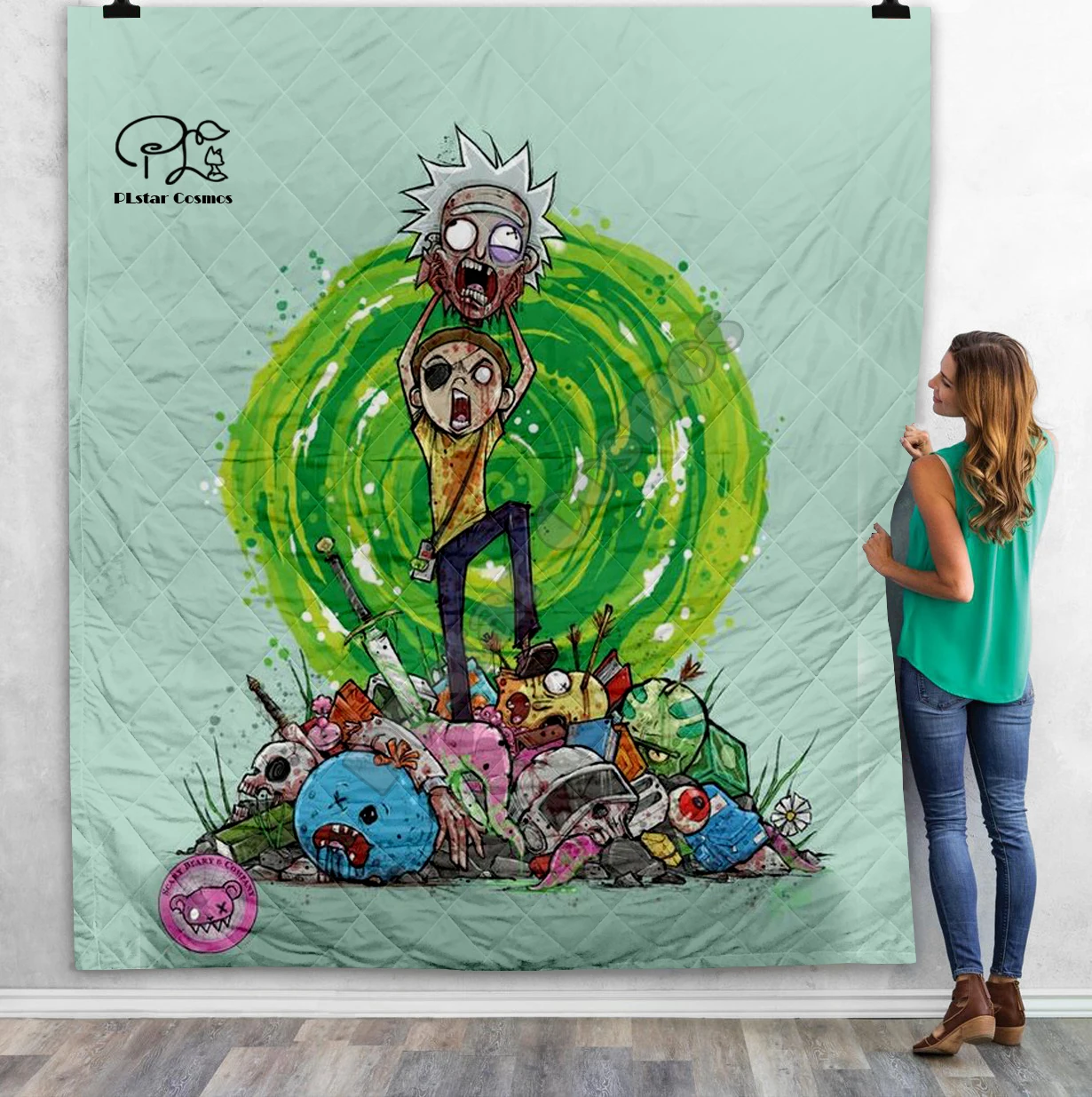 Забавное 3D одеяло Rick and Morty с рисунком для детей, взрослые постельные принадлежности, мягкое теплое тонкое одеяло с хлопковым одеялом-2