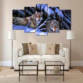 

HD Printed Snow Mountain wolves Painting on canvas room decoration print poster picture canvas NR-016