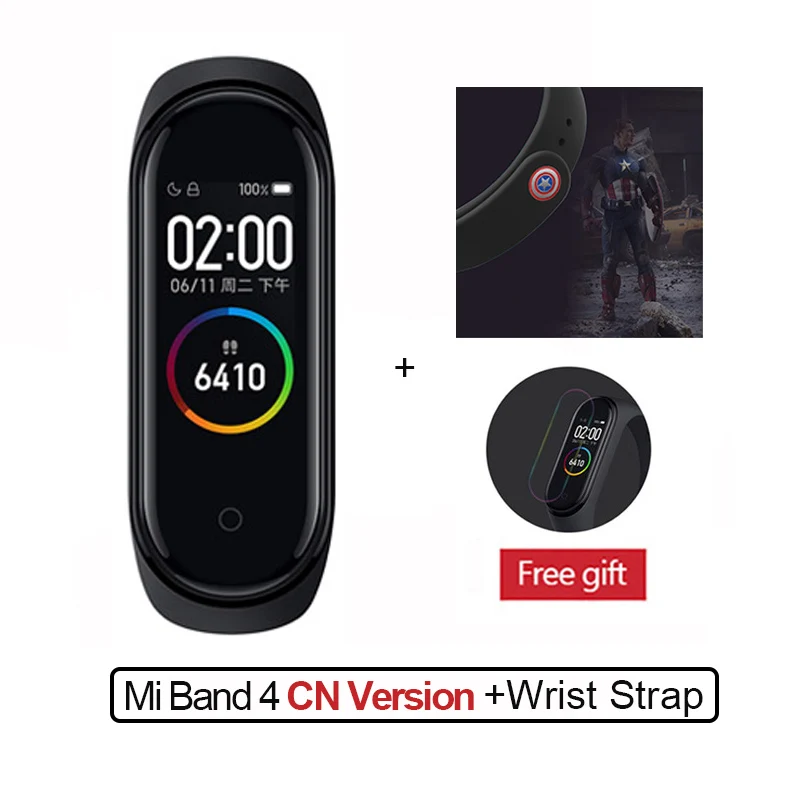 CN Add Black Captian Новейший Xiaomi mi-браслет 4, фитнес-браслет с цветным экраном, Bluetooth 5,0, смарт-браслеты 4, сменный mi Band 3 - Цвет: CN Add Black Captian