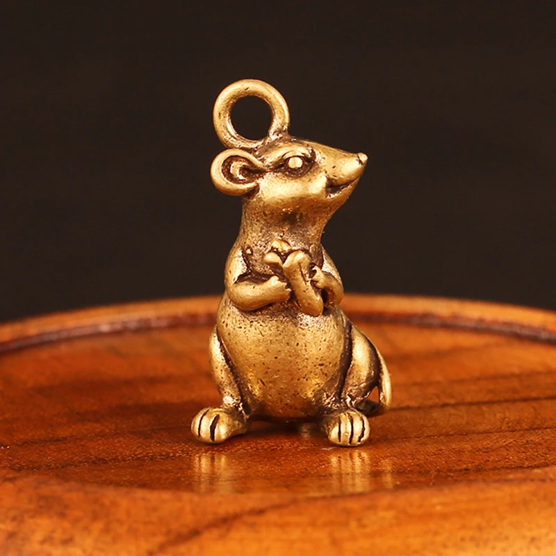 Счастливый мини Зодиак из латуни кулон &quotкрыса&quot мышь статуя дома офиса