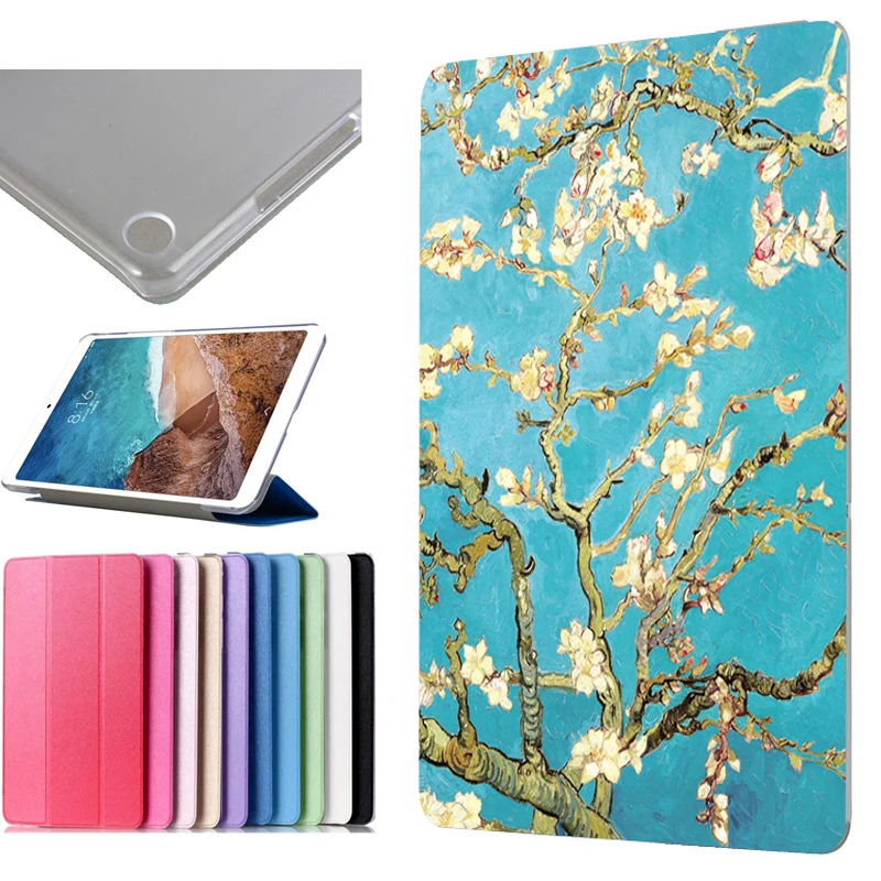 

PU Leather print Cover Case For Xiaomi Mi Pad 4 MiPad4 8 inch Tablet Protective Smart Case for 8.0" transparent cover