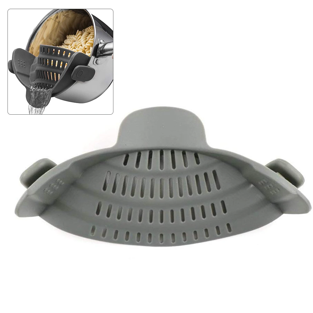 Silicone Food Strainer Clipkitchen Accessories Strainer Clip Colander For Noodles Food Container - Цвет: Gray