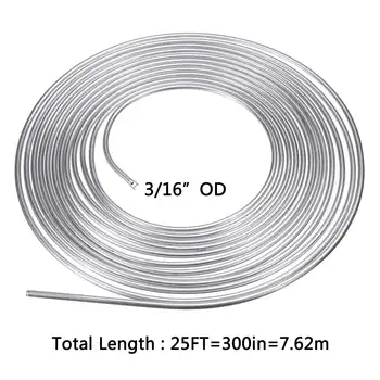 

25Ft 7.62m Coil Roll of 3/16"OD Silver Steel Zinc Brake Transmission Line Fuel Tubing Car Replacement Accessories