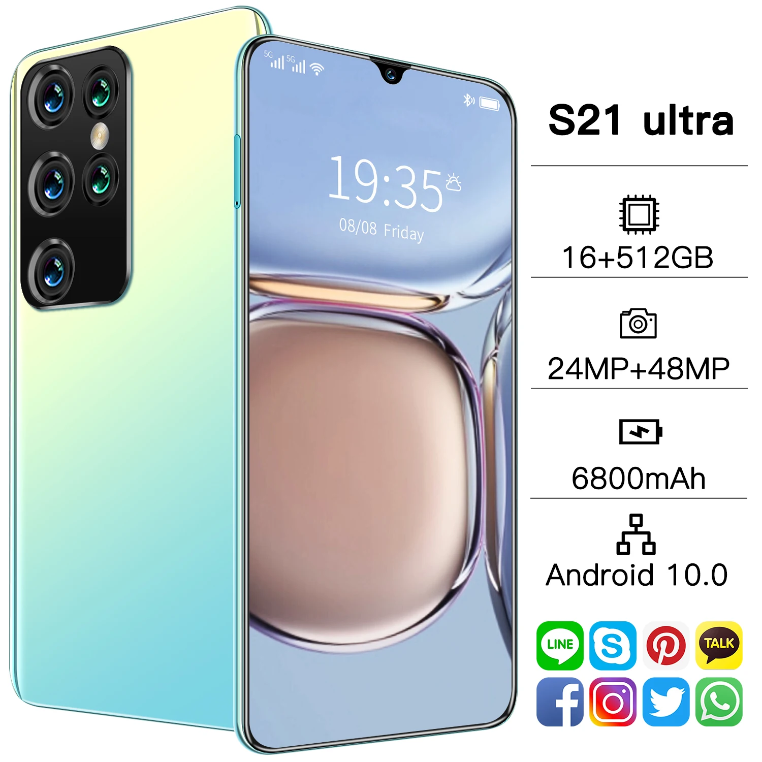 Смартфон S21 Ultra Android Phone 16 + 512G 24 48 МП камера 7 1 дюйма полноэкранный разблокированный