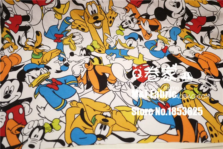 50*160cm mickey Elasticity cotton fabric For Sewing Fat Patchwork baby boy shirt pajamas Cloth Kid