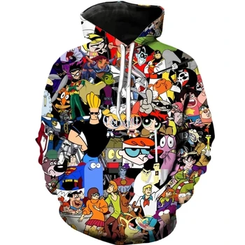 

90s 3D Cartoon Hoodies Men Women Outdoor Clothing Unisex Hooded Coats Sweatshirts Tops
