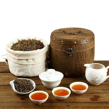 

1L 13*13cm Vintage Portable Antique Mini Wooden Barrel Storage Box For Tea Leaf Coffee Flour Beans Kitchen Supplies
