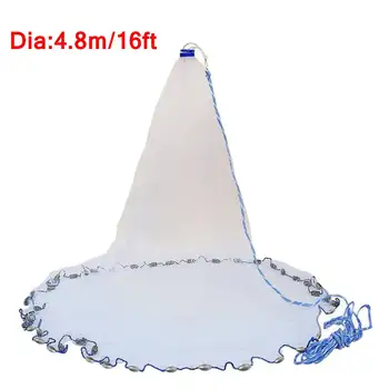 

16Ft 4.8M Fishing Net Bait Easy Throw Hand Cast 3/4 inch Strong Nylon Mesh + Sinker