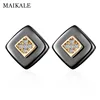 MAIKALE clásico cuadrado pendientes de cerámica AAA Cubic Zirconia oro Color plata Simple coreano pendientes para las mujeres enviar amigos ► Foto 1/6