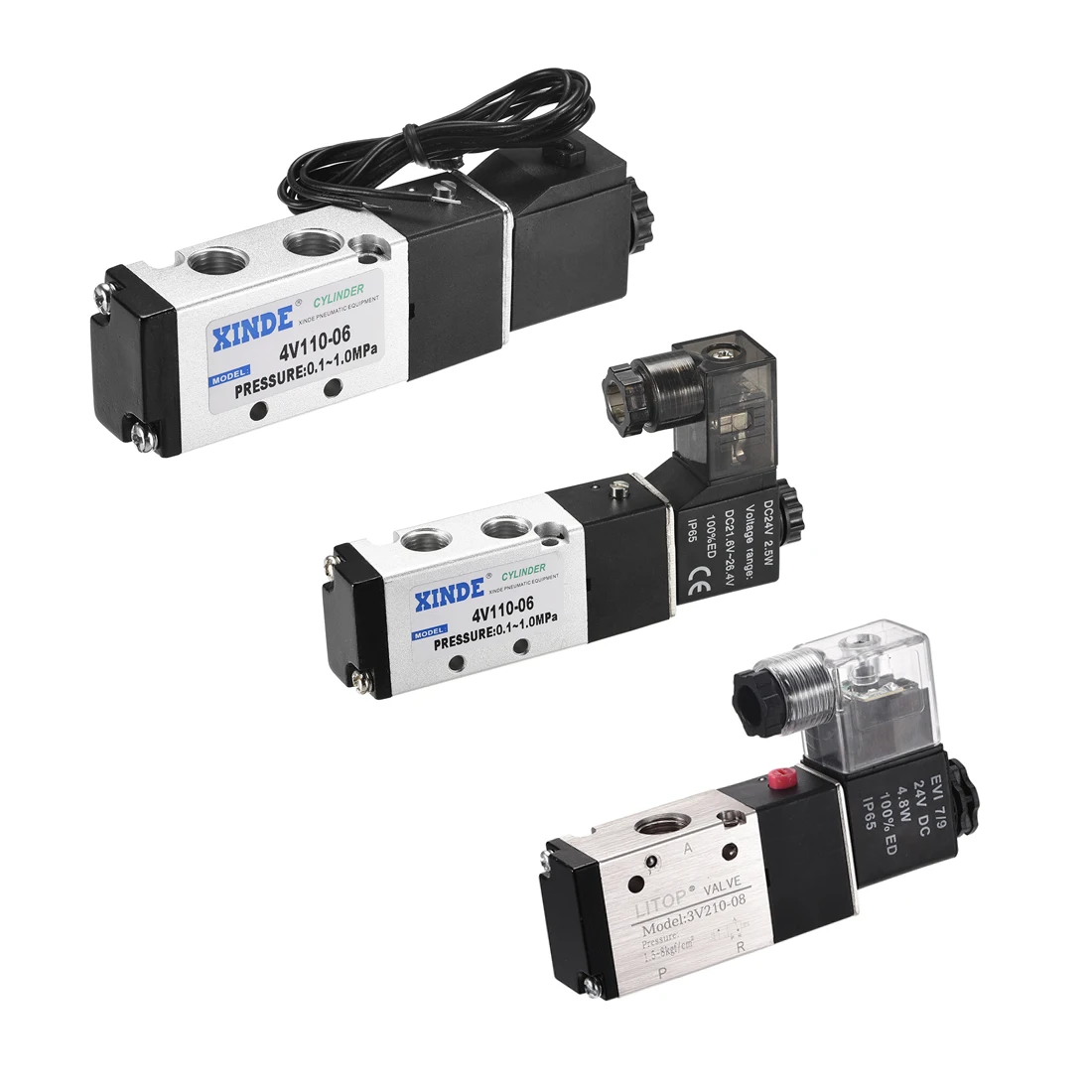 Uxcell 1 шт. электроуправляемый электромагнитный клапан 2V025-08 Пневматический воздушный NC одиночный 2 способ 2 Позиции 1/" PT алюминиевый сплав