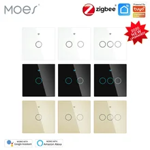 ZigBee Wall Touch Smart Light Switch With Neutral/No Neutral ,No Capacitor Smart Life/Tuya Works with Alexa,Google Hub Required