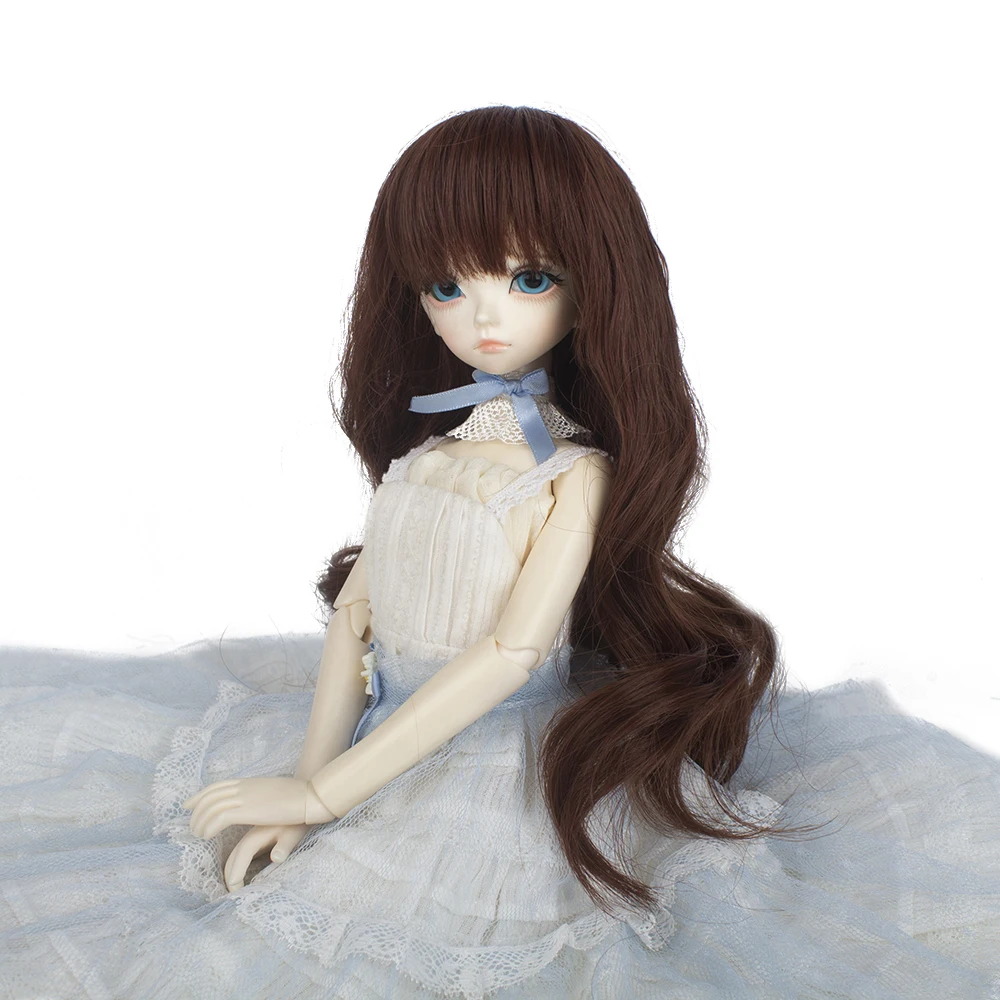 Muziwig 1/4 Bjd Wig High Temperature Long brown curly Bjd hair MSD SD For BJD Doll
