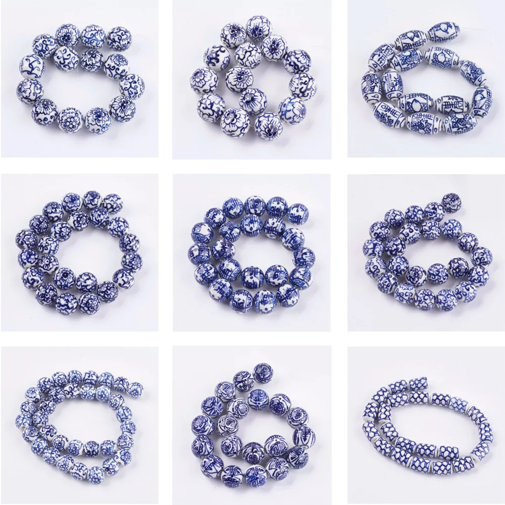 

10~20pcs Handmade Blue and White Porcelain Beads Medium Blue for Bracelet Necklace DIY Jewelry Making Crafts Decor Accessories