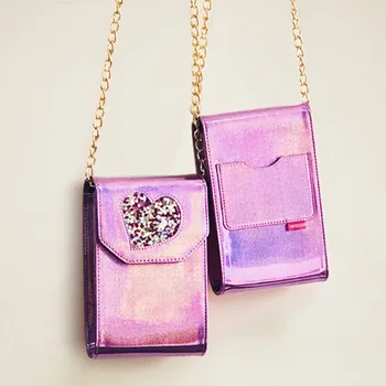 

Fashion Loving Heart Laser Messenger Bag Mini Handbag Shoulder Bag Small Square Mobile Phone Bag High Quality Crossbody Bag *//