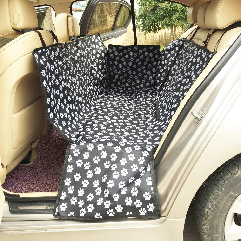 Черный водонепроницаемый коврик на заднее сиденье для автомобиля, собаки, черного и белого цвета, милая защитная подушка для ног, коврик из ткани Оксфорд
